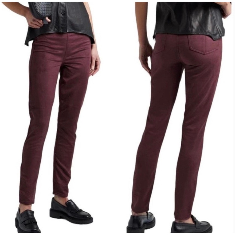 Rag & Bone Nina Burgundy Faux Suede Pull On High Rise Skinny‎ Pants XS NEW